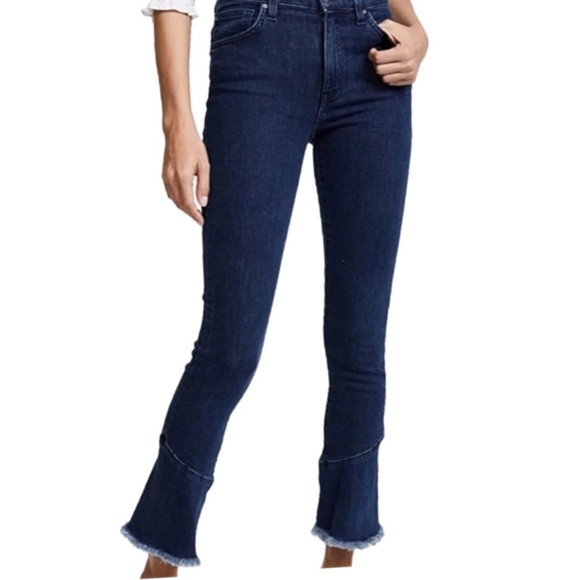 ππΈ IRO Berry High-Rise Flare Crop Jeans | Sz 28 | Frayed Hem Stretch Rocker Chic - Picture 5 of 7